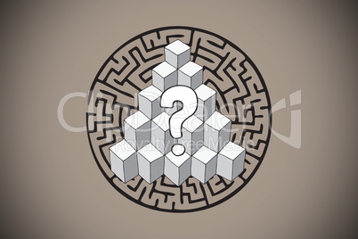 Composite image of question mark over puzzle doodle