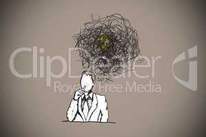 Composite image of confused businessman doodle