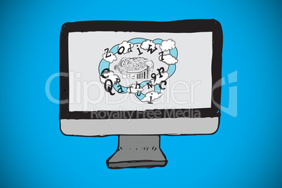 Composite image of cloud computing and business doodle on screen