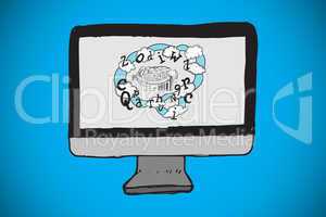 Composite image of cloud computing and business doodle on screen