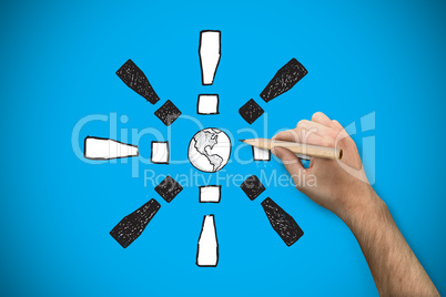 Composite image of hand holding a pencil Composite image of hand holding a pencil