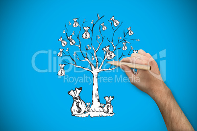 Composite image of hand holding a pencil Composite image of hand holding a pencil