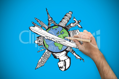 Composite image of hand holding a pencil Composite image of hand holding a pencil