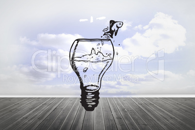 Composite image of fish jumping out of light bulb bowl