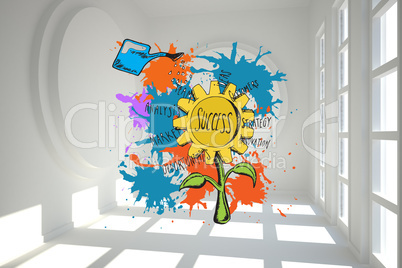 Composite image of success concept on paint splashes