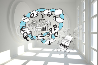 Composite image of brainstorm and cloud computing doodle with ty