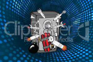 Composite image of explosives attacking safe doodle