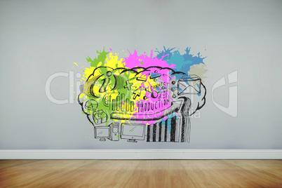 Composite image of data brainstorm on paint splashes