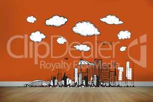 Composite image of cityscape doodle