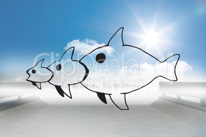 Composite image of fish eating a fish eating a fish