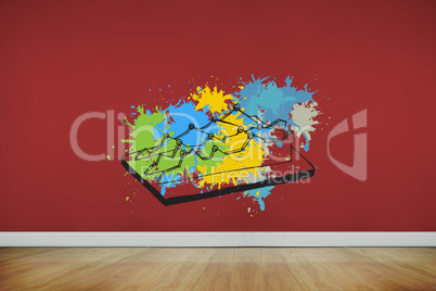 Composite image of graph on paint splashes
