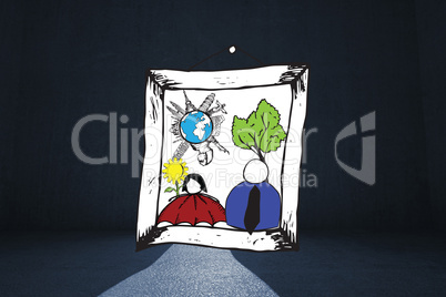 Composite image of doodles in a picture frame