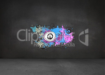 Composite image of online community concept on paint splashes