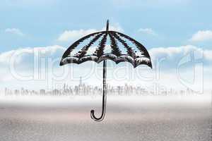 Composite image of umbrella doodle