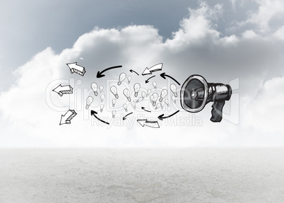 Composite image of idea doodle with megaphone