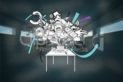Composite image of computer brainstorm doodle