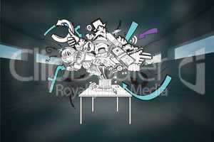 Composite image of computer brainstorm doodle