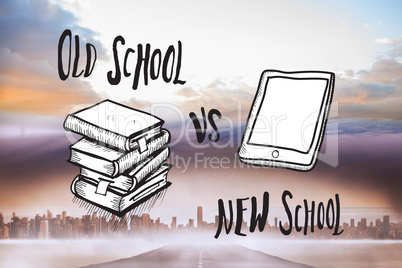 Composite image of old school vs new school doodle