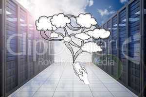 Composite image of cloud computing doodle