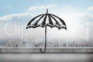 Composite image of umbrella doodle