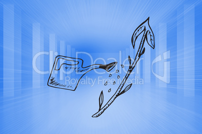 Composite image of watering can doodle