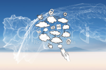 Composite image of cloud computing doodle