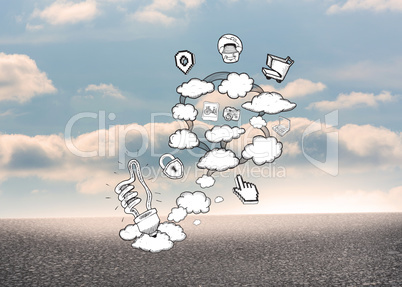 Composite image of cloud computing doodle