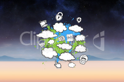 Composite image of cloud computing brainstorm on paint splashes