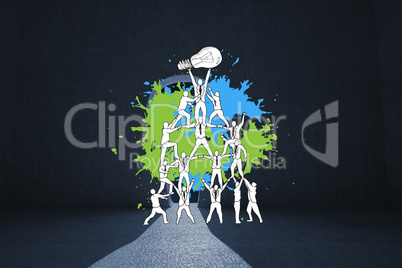 Composite image of teamwork concept on paint splashes