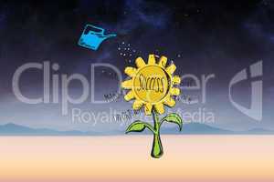 Composite image of success sunflower doodle