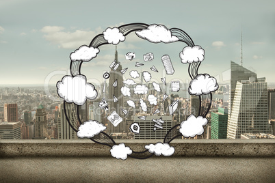 Composite image of cloud computing doodles