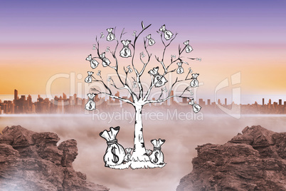 Composite image of money tree doodle
