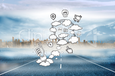 Composite image of cloud computing doodle
