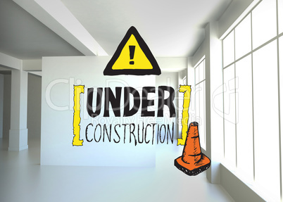 Composite image of under construction doodle