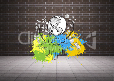 Composite image of global community concept on paint splashes