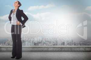 Composite image of happy businesswoman