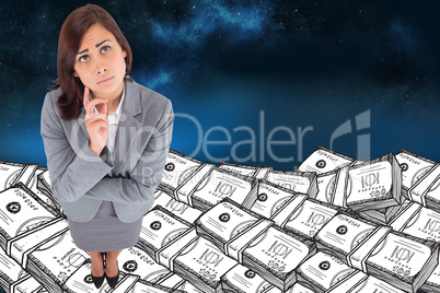 Composite image of worried businesswoman