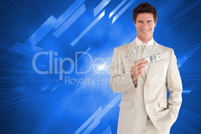 Composite image of positive businessman looking at the camera