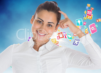 Composite image of smiling thoughtful businesswoman