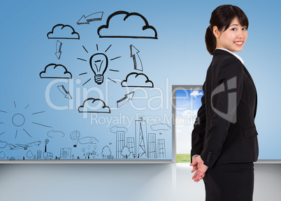 Composite image of smiling businesswoman