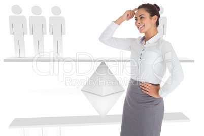 Composite image of smiling thoughtful businesswoman