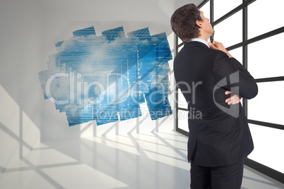 Composite image of thinking businessman