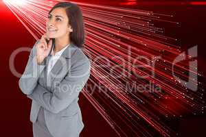 Composite image of smiling thoughtful businesswoman