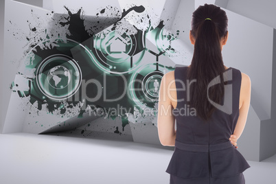 Composite image of standing businesswoman