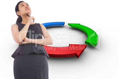 Composite image of thinking asian businesswoman