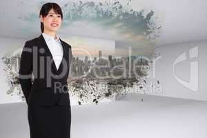 Composite image of smiling businesswoman