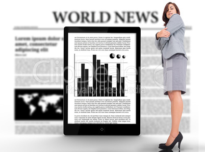 Composite image of focused businesswoman