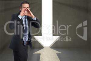 Composite image of shouting businessman