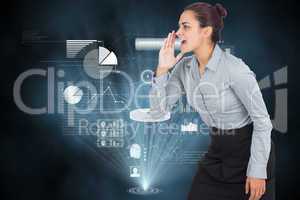 Composite image of businesswoman shouting