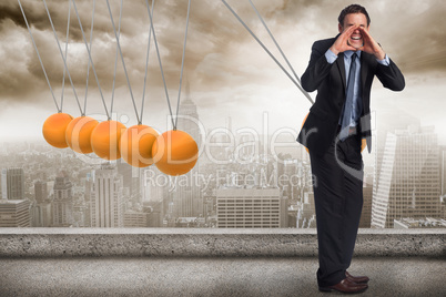 Composite image of shouting businessman